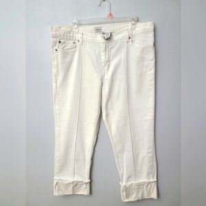 Women Calvin klein Size 16 WHITE mid rise cuffed cropped denim jeans